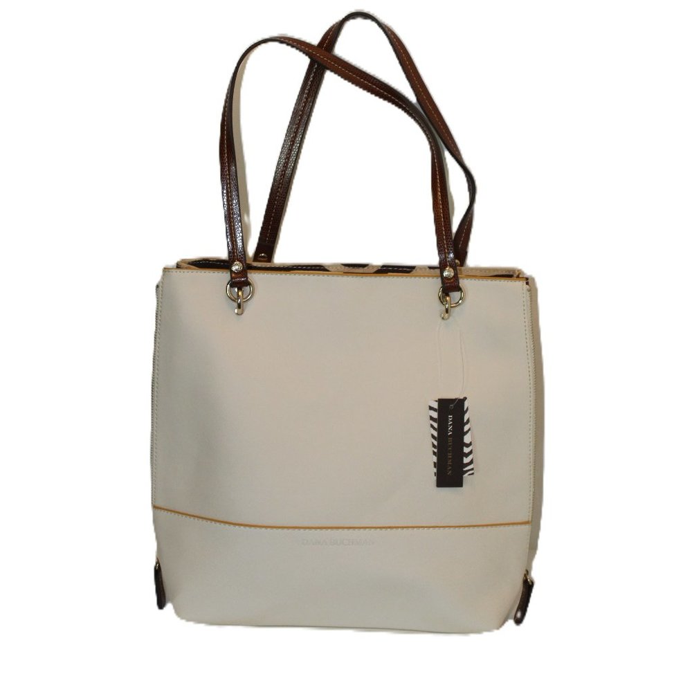Dana Buchman Tote Handbag Color Bone Animal Print Sides